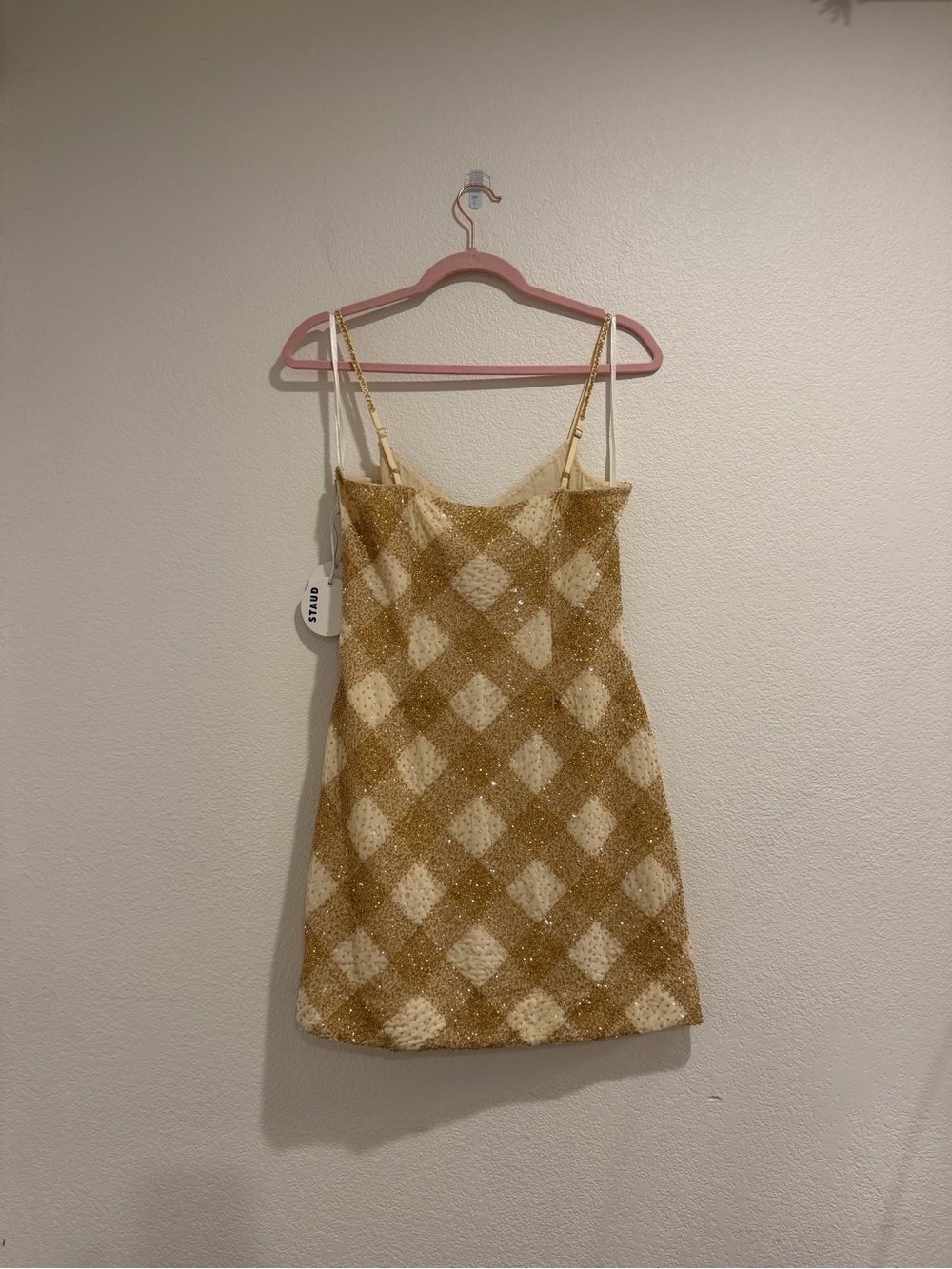 NWT STAUD Gold Sequin Slip Dress - Picture 2 of 9